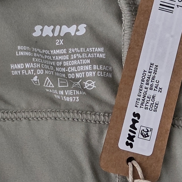 Skims FITS EVERYBODY TRIANGLE Wireless Bra Talc Green 2X NWT - Picture 4 of 5